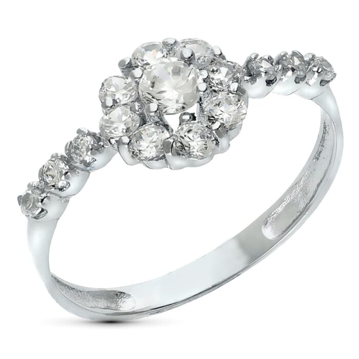 18K SORTIJA ORO BLANCO CUAJO CON CIRCONITAS. ANCHO: 8,5 MM