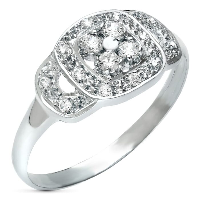 18K SORTIJA ORO BLANCO CON CIRCONITAS. ANCHO: 9 MM
