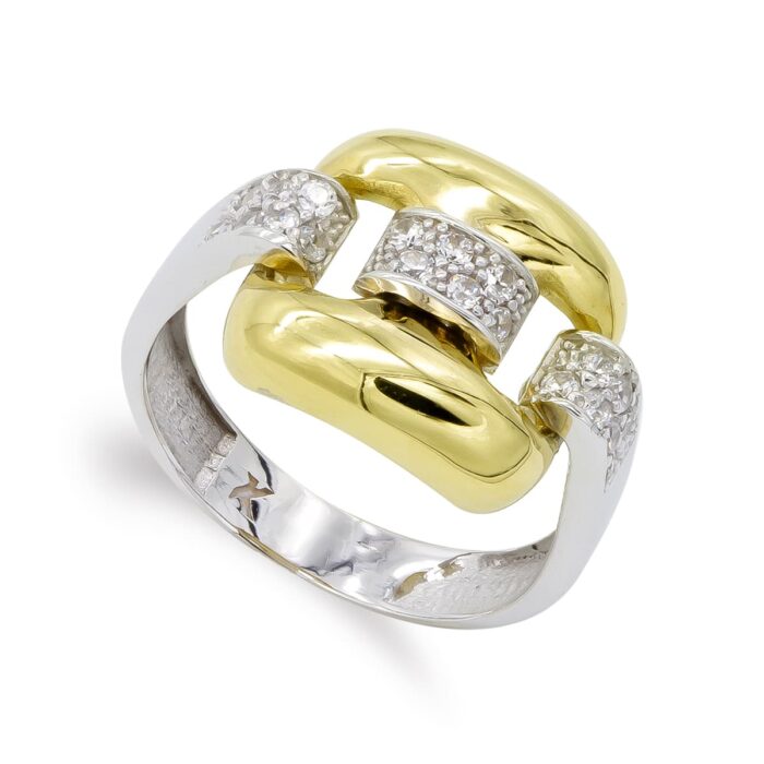 18K SORTIJA ORO BICOLOR CON CIRCONITAS