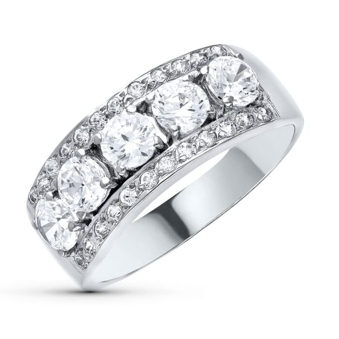 18K SORTIJA ORO BLANCO CON CIRCONITAS. ANCHO 7 MM