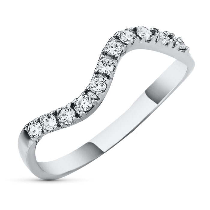 18K SORTIJA ORO BLANCO ONDAS CON CIRCONITAS. ANCHO: 2 MM