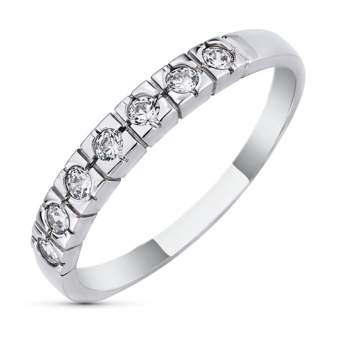 18K SORTIJA ORO BLANCO CARRIL CON CIRCONITAS. ANCHO: 3 MM
