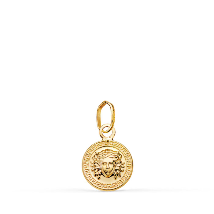 18K MEDALLA ORO AMARILLO MEDUSA GRECA EN BRILLO. MEDIDA: 10 MM