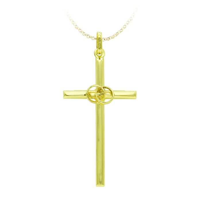 18K CRUZ ORO AMARILLO HUECA ALIANZAS. 31X16 MM