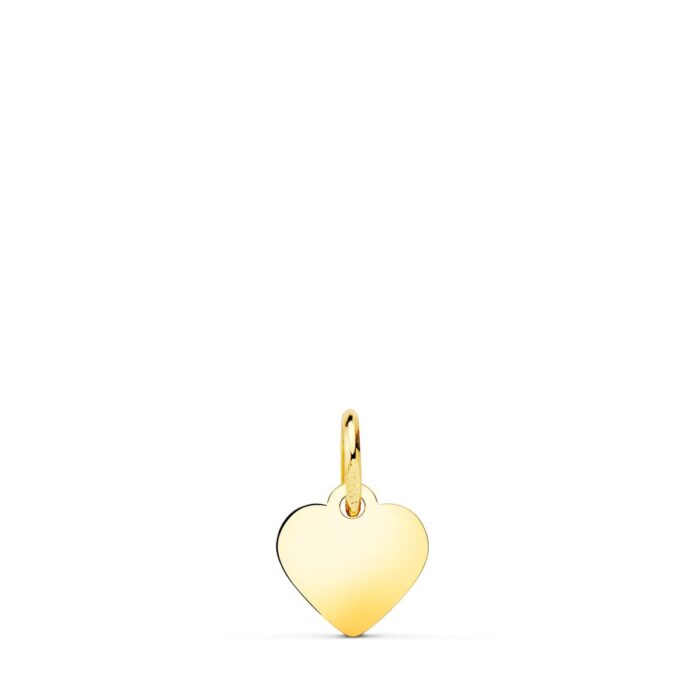 18K COLGANTE PLACA CHAPA ORO AMARILLO CORAZON LISO EN BRILLO 8X8 MM