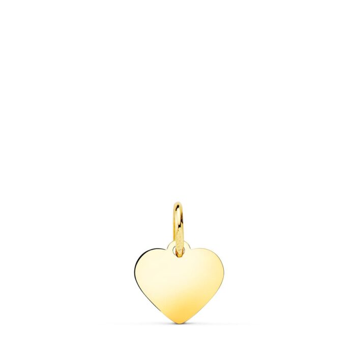 18K COLGANTE PLACA CHAPA ORO AMARILLO  CORAZON LISO EN BRILLO 10X10 MM