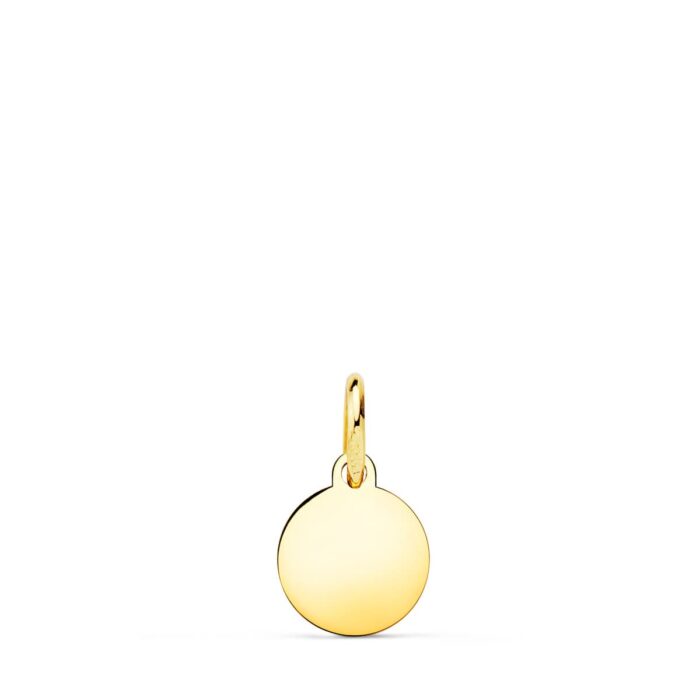18K PLACA CHAPA DISCO ORO AMARILLO LISO EN BRILLO 8 MM
