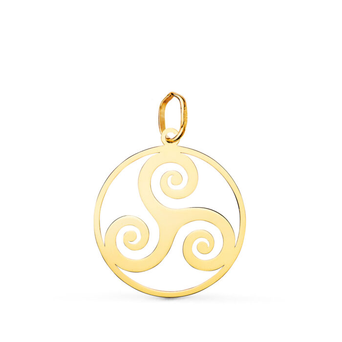 18K COLGANTE ORO AMARILLO REDONDO TRISQUEL  EN BRILLO 20 MM