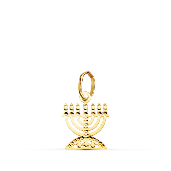 18K COLGANTE " MENORAH " CANDELABRO DE LOS 7 BRAZOS  ORO AMARILLO TALLADO 12 X 10 MM