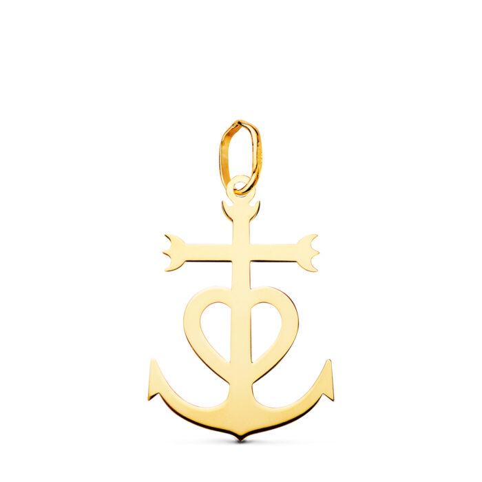 18K CRUZ DE LA CAMARGA ORO AMARILLO EN BRILLO. 22 X 15 MM