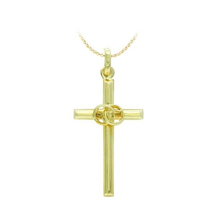 18K CRUZ ORO AMARILLO HUECA ALIANZAS. 23X12 MM