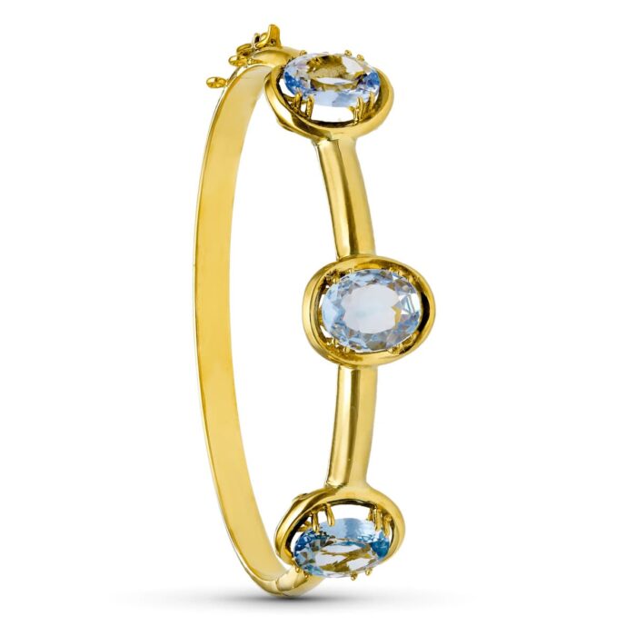 18K PULSERA ORO AMARILLO RIGIDA PIEDRAS COLOR