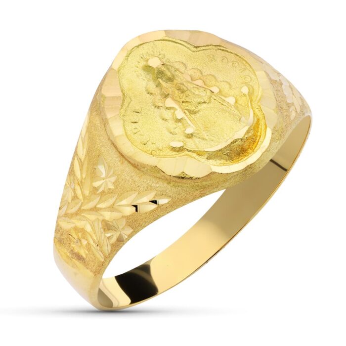 18K SELLO ORO AMARILLO VIRGEN DEL ROCIO PANDERETA HUECO