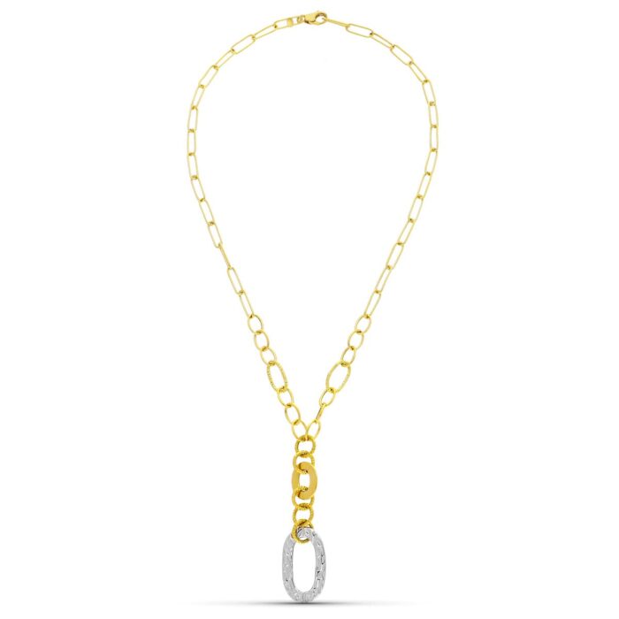 18K GARGANTILLA ORO BICOLOR MOTIVOS Y CIRCONITAS