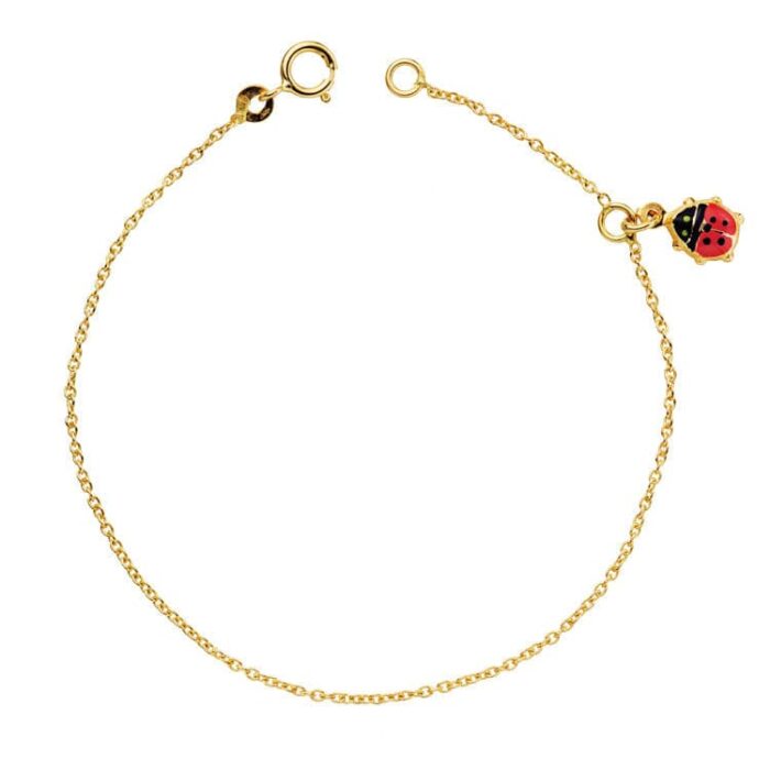18K PULSERA ORO AMARILLO NIÑA MARIQUITA ESMALTE 14CM