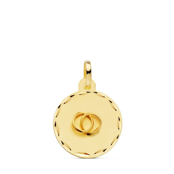 18K PLACA CHAPA DISCO  ORO AMARILLO REDONDO ALIANZAS TALLADO 16 MM