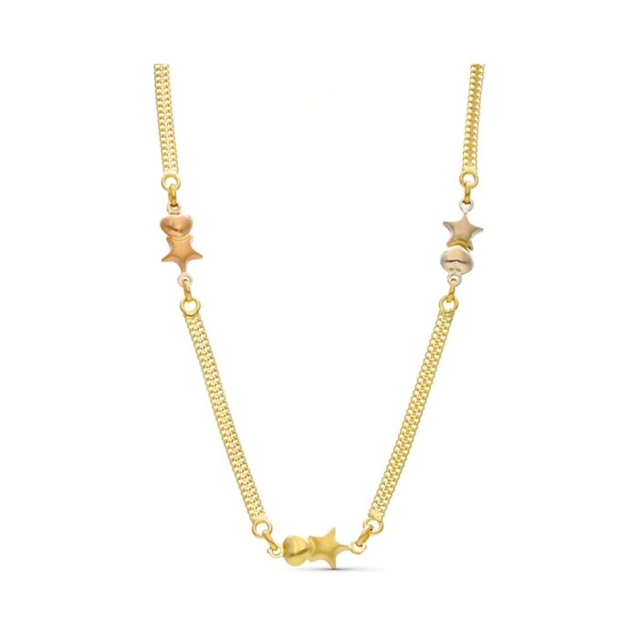 18K GARGANTILLA ORO TRICOLOR MALLA Y ESTRELLAS