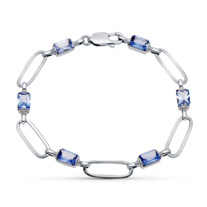 18K PULSERA ORO BLANCO PIEDRAS 19.5 CM