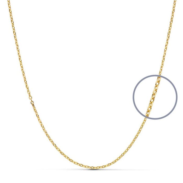 18K CADENA ORO AMARILLO FORZADA 50CM HUECA 1.2 MM