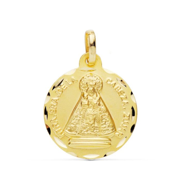 18K MEDALLA ORO AMARILLO VIRGEN DE LA CABEZA DE ZUJAR 18 MM