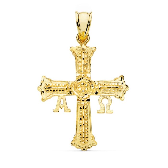 18K CRUZ ORO AMARILLO DE COVADONGA MEDIANA 31X24 MM