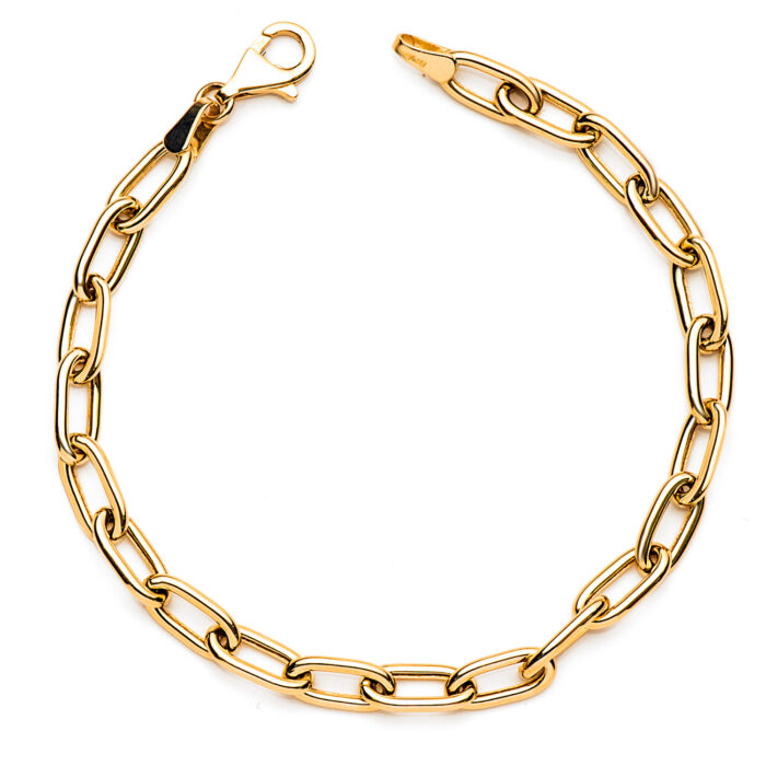 18K PULSERA ORO AMARILLO ESLABONES HUECOS ANCHO: 5 MM. LARGO: 19CM
