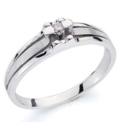 18K SORTIJA ORO BLANCO BRILLANTE. 0.042  QTS.