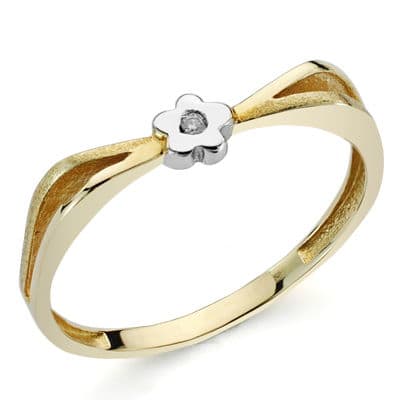 18K SORTIJA BICOLOR BRILLANTE. 0.010 QTS.