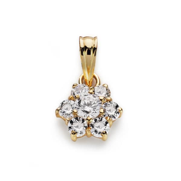 18K COLGANTE ORO AMARILLO CUAJO 7 CIRCONITA 10X9 MM