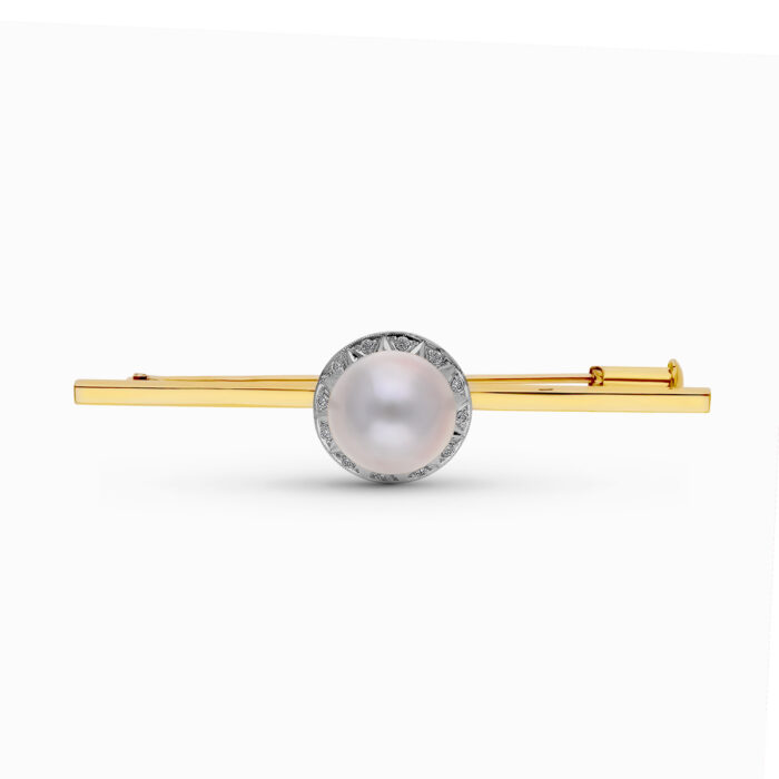 18K ALFILER ORO BICOLOR PERLA JAPONESA 57X14 MM