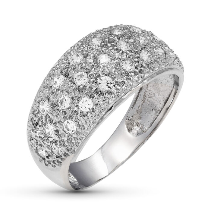 18K SORTIJA ORO BLANCO CON CIRCONITAS. ANCHO 10 MM