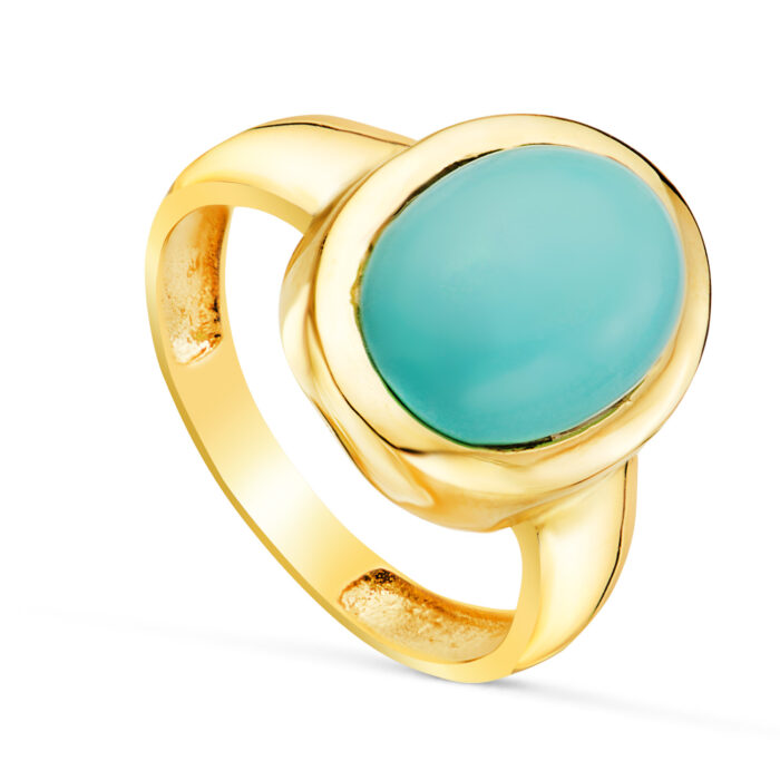 18K SORTIJA ORO AMARILLO TURQUESA FINA OVAL 14X10 MM