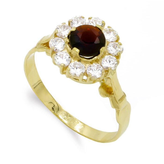 18K SORTIJA ORO AMARILLO PIEDRA Y CIRCONITAS