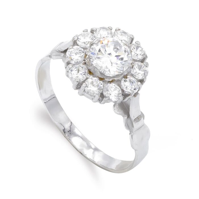 18K SORTIJA ORO BLANCO CUAJO CON CIRCONITAS. ANCHO: 11 MM
