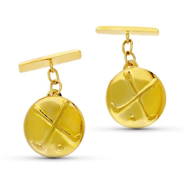 18K GEMELOS ORO AMARILLO REDONDOS GOLF 15 MM