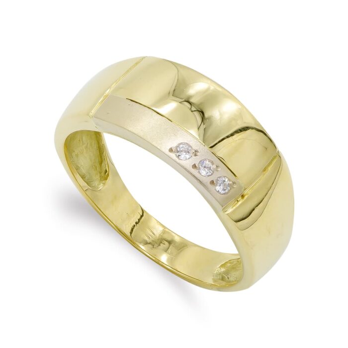 18K SORTIJA ORO BICOLOR MATE Y BRILLO Y CIRCONITAS