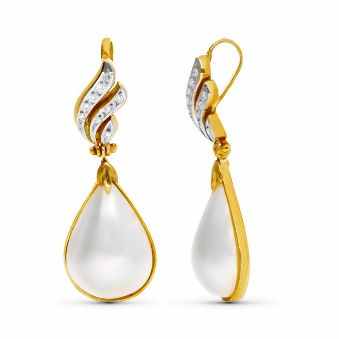 18K COLGANTE ORO AMARILLO PERLA JAPONESA PERA Y CIRCONITAS