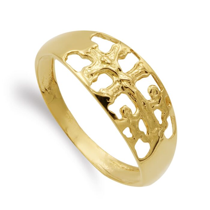 18K SORTIJA ORO AMARILLO CARAVACA ANCHO MOTIVO 7 MM