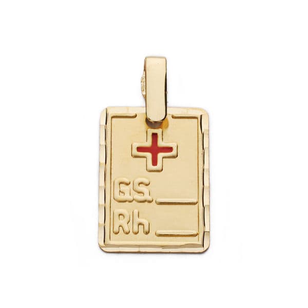 9K COLGANTE PLACA CHAPA ORO AMARILLO RH. 16X11 MM