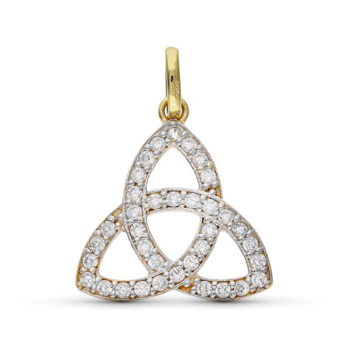 9K COLGANTE ORO BICOLOR CON CIRCONITA TRINIDAD TRINITY 19X19 MM