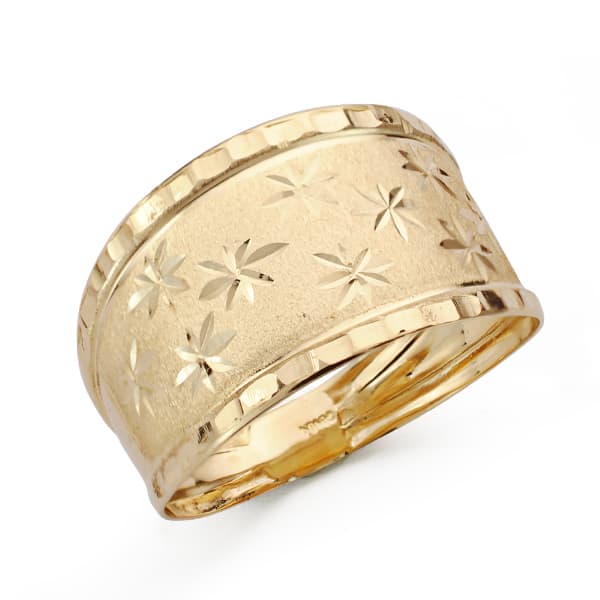 18K SORTIJA ORO AMARILLO ESTAMPADA ACABADO DIAMANTADO ANCHO TOTAL 13 MM