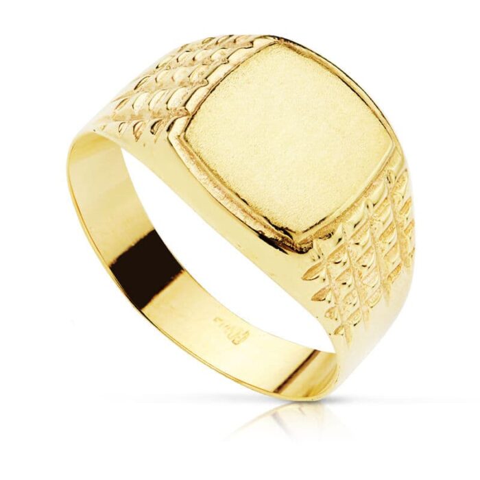 SELLO ORO AMARILLO 18K HUECO RECTANGULAR ZONA GRADADO 10X9 MM