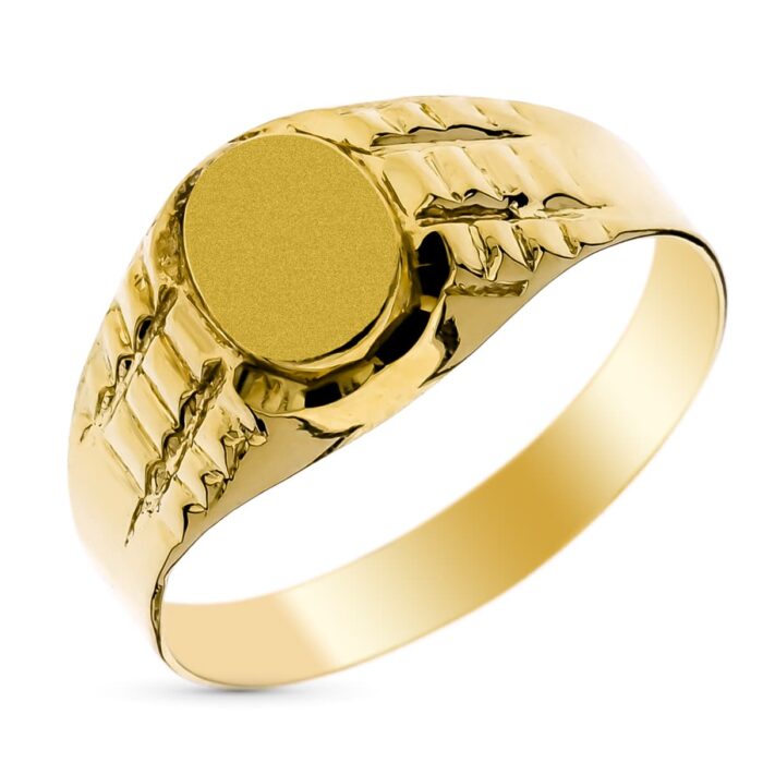 9K SELLO ORO AMARILLO CADETE TALLADO ZONA DE GRABACION 8X6 MM