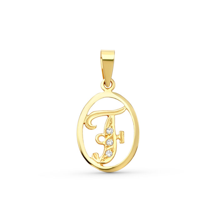 18K COLGANTE ORO AMARILLO LETRA F CON CIRCONITAS