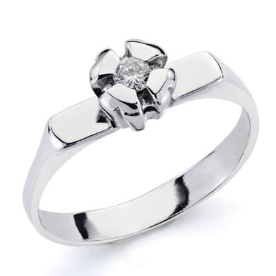 18K SOLITARIO BRILLANTE 0.10 QTES ORO BLANCO