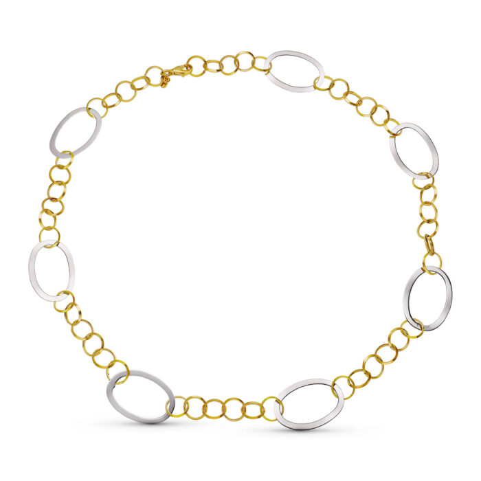 18K GARGANTILLA COLLAR ORO BICOLOR ESLABONES HUECOS 45CM