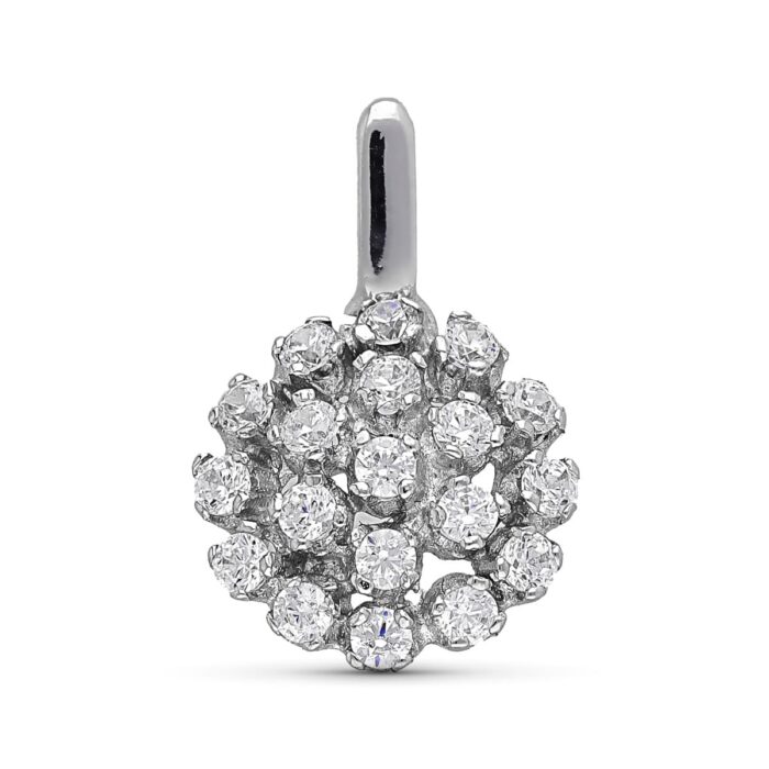 18K COLGANTE CUAJO CIRCONITAS 13MM ORO BLANCO