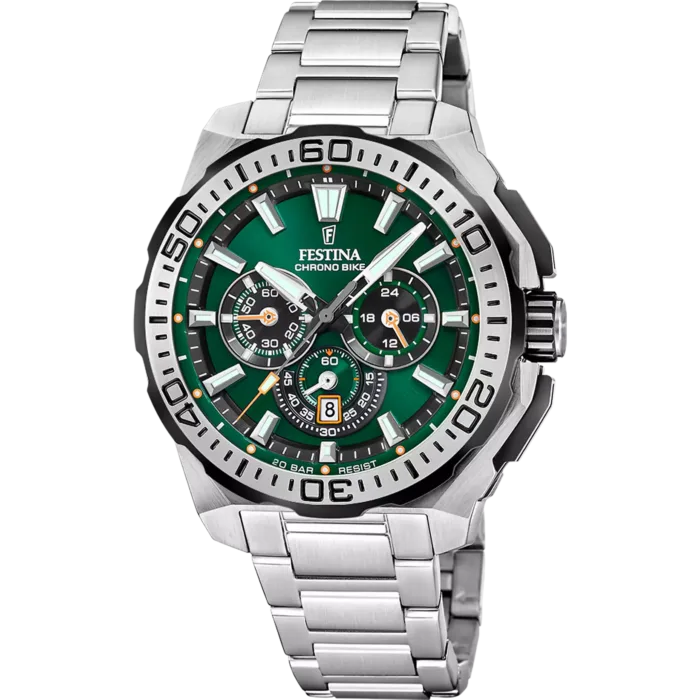 RELOJ DE HOMBRE FESTINA CHRONO BIKE F20724/3 VERDE CORREA DE ACERO
