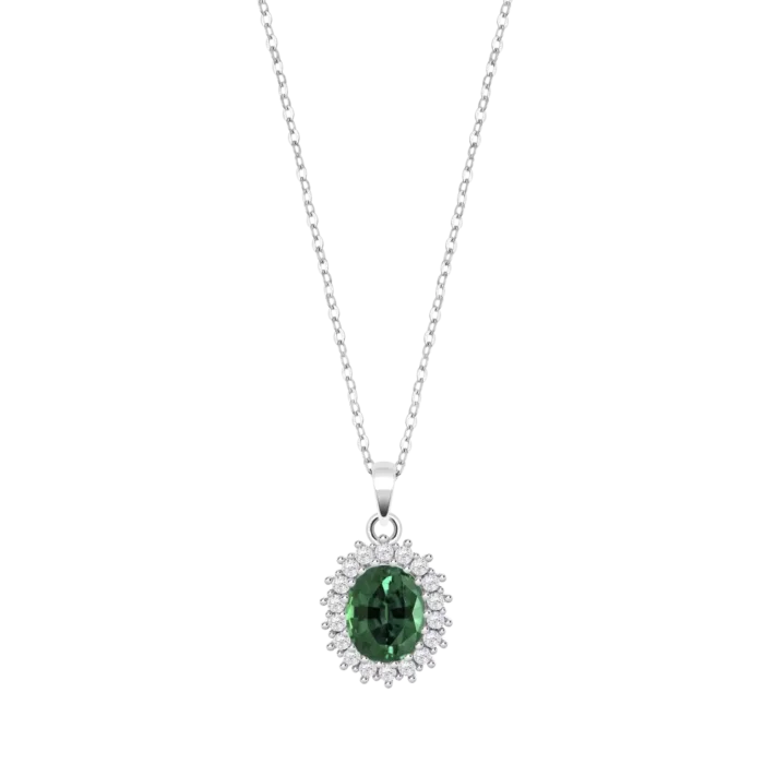 Collar Lotus Silver Mujer LP3459-1/3 Plata 925 con Circonita Verde y Blancas