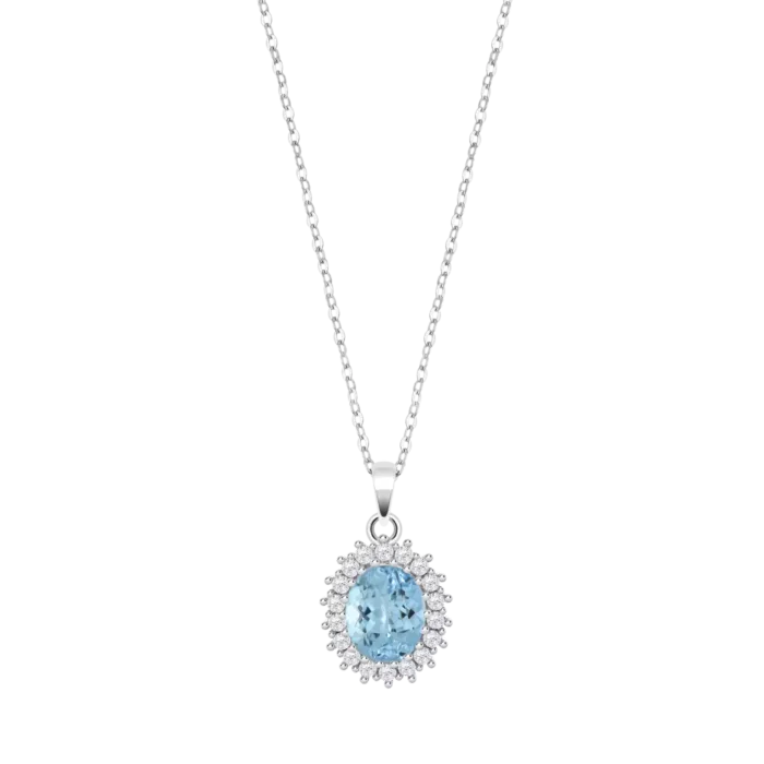 Collar Lotus Silver Colors LP3459-1/5 en Plata 925 con Circonita Azul para Mujer